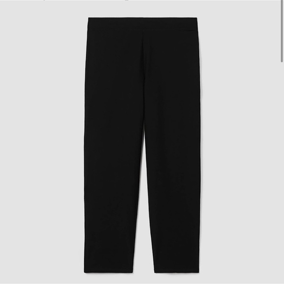EILEEN FISHER Woman System Washable Crepe Pants Black Pull On Elastic Waist - Picture 3 of 10